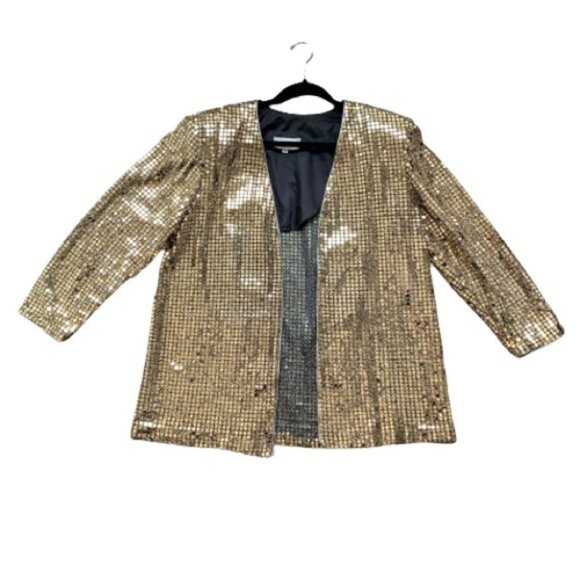 Vintage Braemar Jeremy Scott Blazer Sequins Metallic 90s Jacket Shoulder pads - Picture 3 of 16